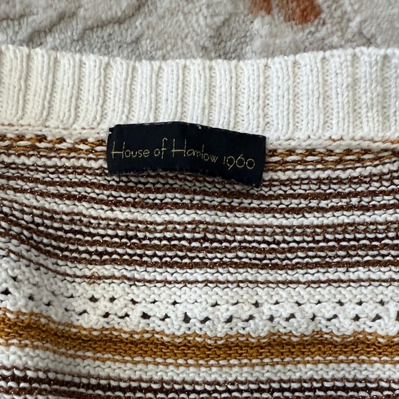 House of Harlow 1960 Crochet Knit crop Striped Button-Up Knit Cardigan Sz.S/M - Picture 6 of 14